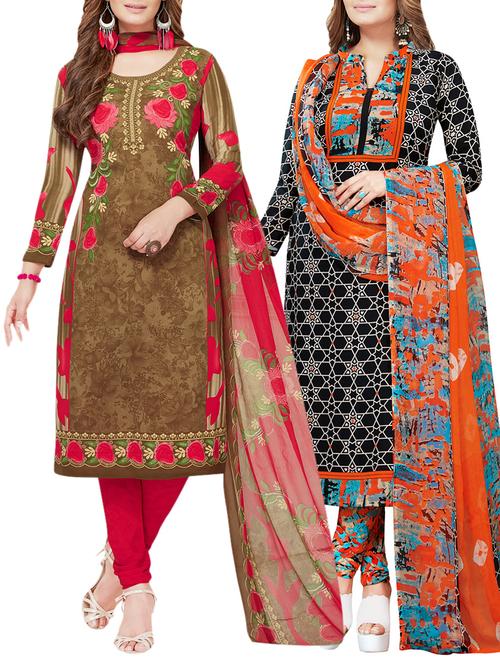 multi colored unstitched combo suit - 15299766 - Very Small Image - 1