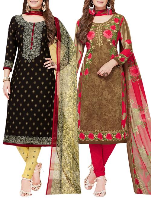 multi colored unstitched combo suit - 15299770 - Very Small Image - 1