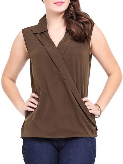 surplice neck wrap top - 15300281 - Very Small Image - 1