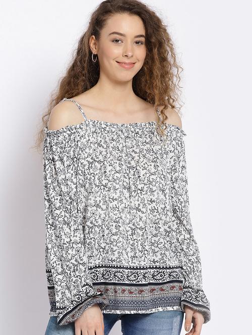 ditsy print off shoulder top - 15300806 - Very Small Image - 1