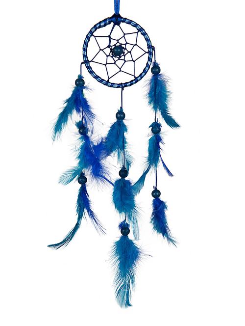 dream catcher wall hanging handmade beaded circular net with feather decoration ornaments size 7.5cm diameter - 15301586 - Very Small Image - 1