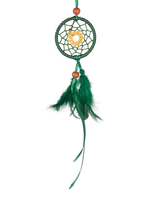 dream catcher car hanging, car mirror decoration handmade beaded circular net with feather decoration oranaments size 5.8cm dia - 15301587 - Very Small Image - 1
