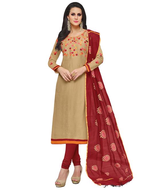 embroidered unstitched churidaar suit - 15301773 - Very Small Image - 1