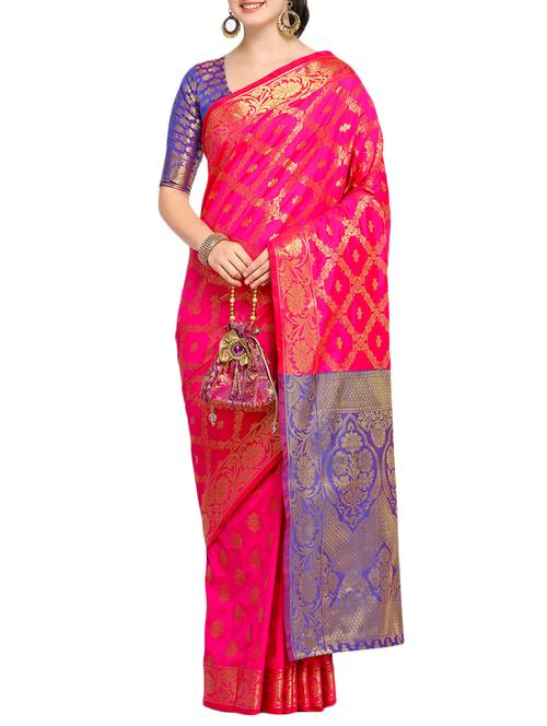 zari woven patola silk saree with blouse - 15303453 - Very Small Image - 1