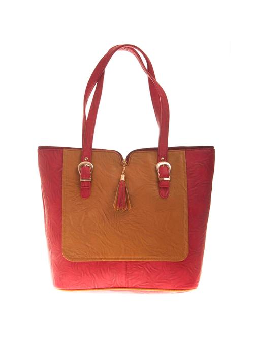 maroon leatherette (pu) handbag - 15304701 - Very Small Image - 1