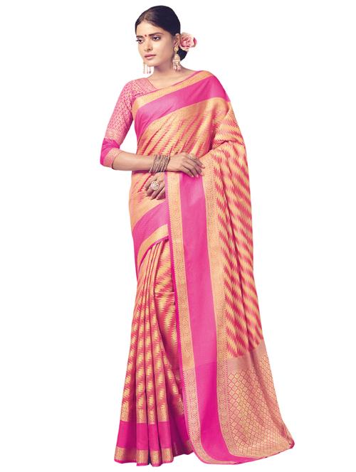 delicate golden zari woven saree with blouse - 15306022 - Very Small Image - 1