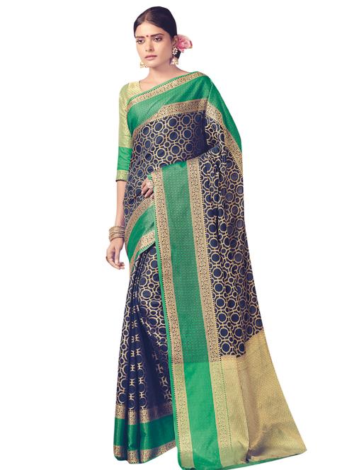 delicate golden zari patola saree with blouse - 15306025 - Very Small Image - 1