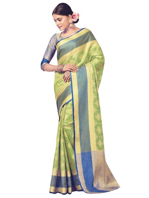 delicate golden zari banarasi saree with blouse - 15306028 - Very Small Image - 1