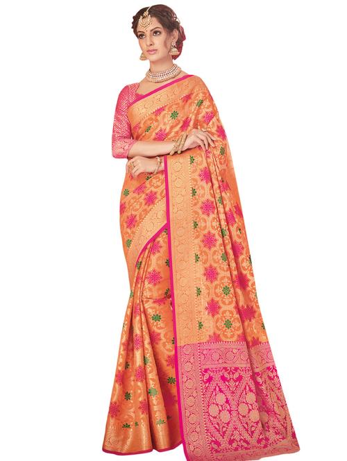 delicate golden zari patola saree with blouse - 15306038 - Very Small Image - 1