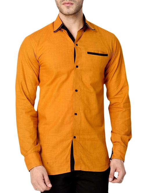 orange cotton casual shirt - 15307499 - Very Small Image - 1