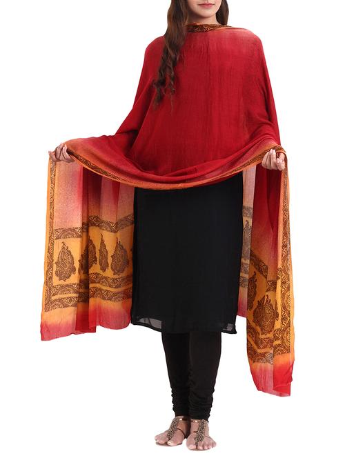 red chiffon dupatta - 15308061 - Very Small Image - 1