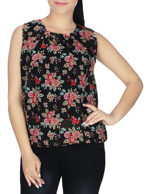 floral mock neck sleeveless top - 15308497 - Very Small Image - 1