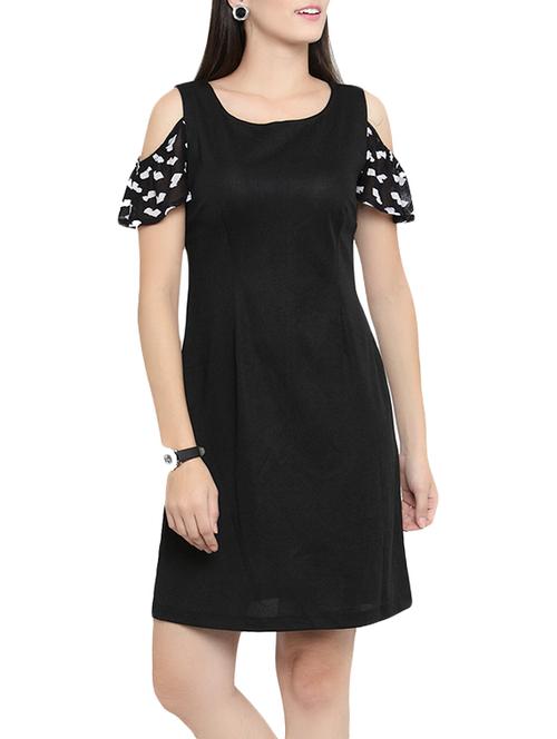 cold shoulder contrast print sleeve dress - 15308766 - Very Small Image - 1