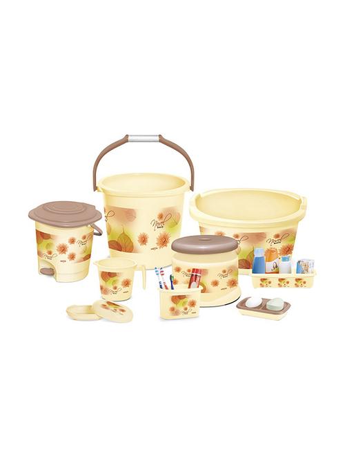 milton bathroom bucket mug tub dustbin set of 9pcs elegance cleanup - large - 15310692 - Very Small Image - 1