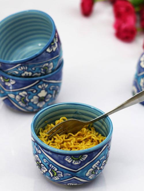 kittens ceramic maggi bowl hand painted in light blue - set of 4 - 15310988 - Very Small Image - 1