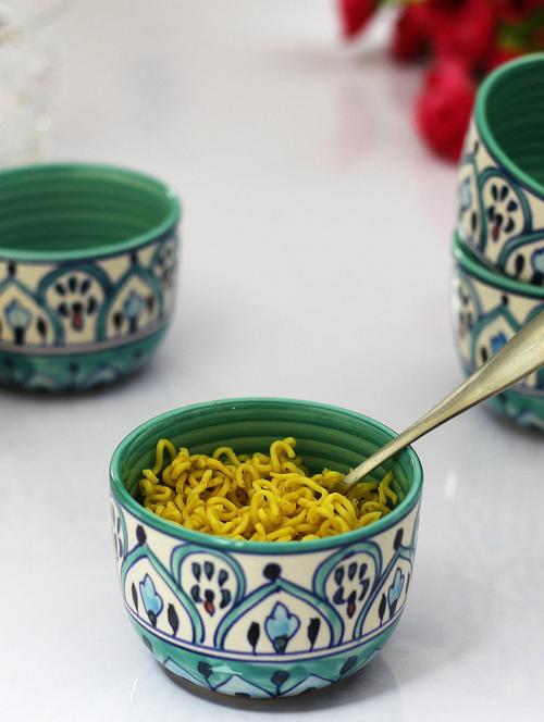 kittens ceramic maggi bowl hand painted in light green - set of 4 - 15310989 - Very Small Image - 1