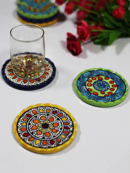 hand painted ceramic coasters - set of 6 - 15310992 - Very Small Image - 1