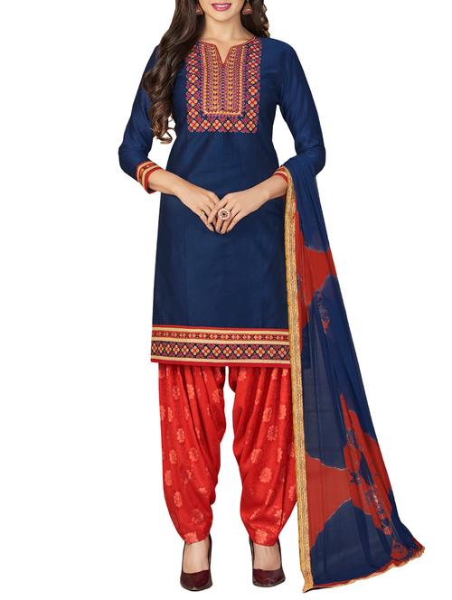 embroidered unstitched patiyala suit - 15311586 - Very Small Image - 1