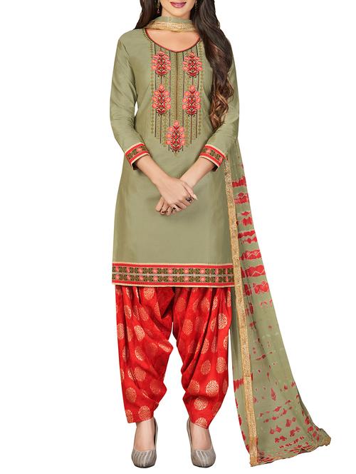 embroidered unstitched patiyala suit - 15311589 - Very Small Image - 1