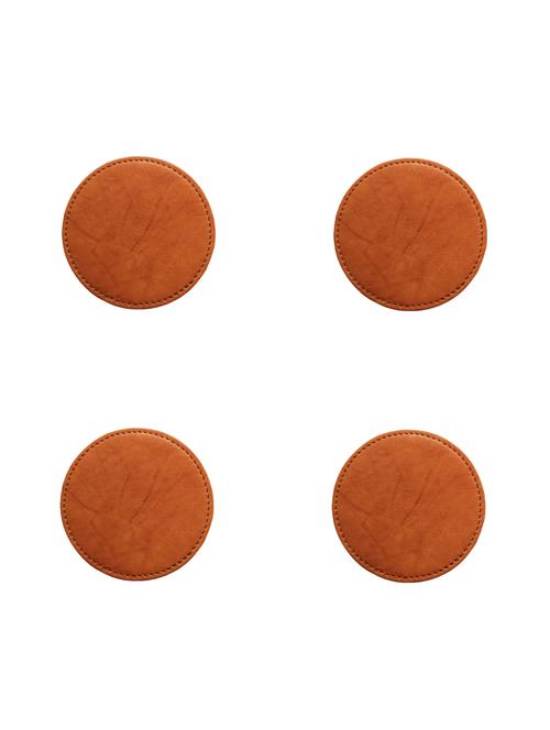 home & office business circle leather cup mats coasters for tea & coffee & drink cup, set of 4 (black) - 15311645 - Very Small Image - 1
