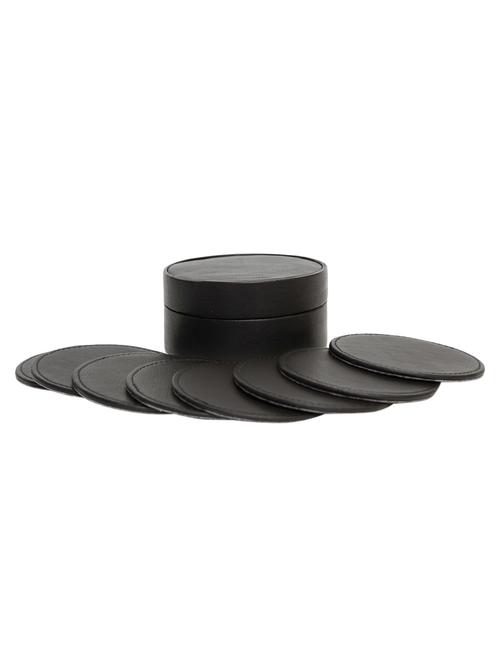 home & office business circle leather cup mats coasters for tea & coffee & drink cup, set of 4 (black) - 15311648 - Very Small Image - 1