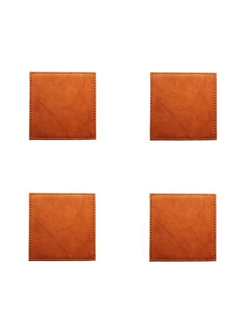 home & office business circle leather cup mats coasters for tea & coffee & drink cup, set of 4 (black) - 15311651 - Very Small Image - 1