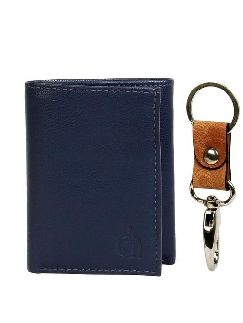 blue leather wallet with key ring - 15312254 - Very Small Image - 1