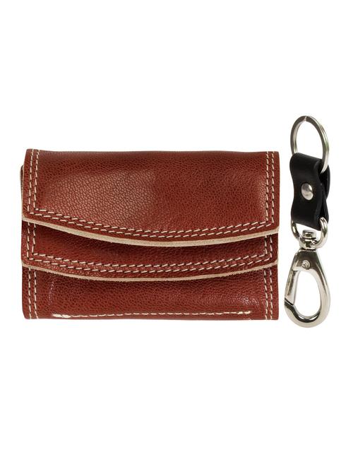 brown leather wallet with key ring - 15312294 - Very Small Image - 1