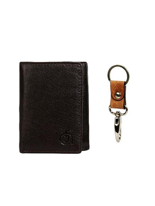 brown leather wallet with key ring - 15312388 - Very Small Image - 1