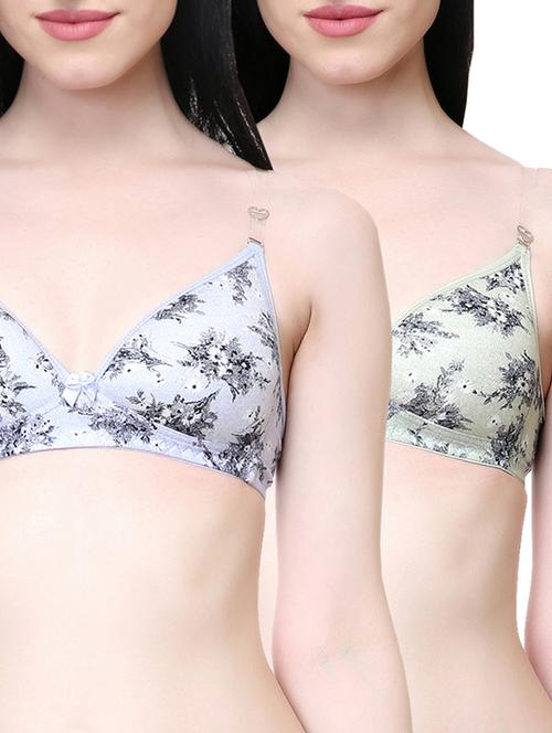 set of 2 lightly padded printed bras - 15312655 - Very Small Image - 1