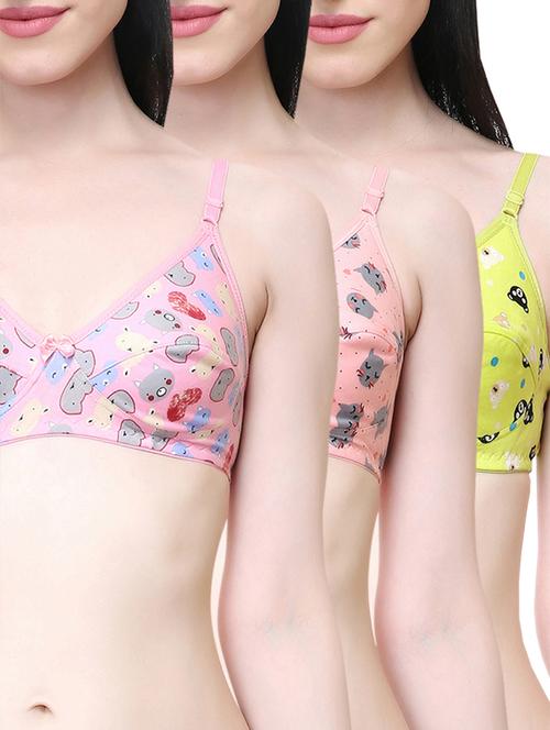 set of 3 lightly padded printed bras - 15312673 - Very Small Image - 1