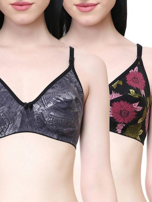 set of 2 lightly padded printed bras - 15312689 - Very Small Image - 1