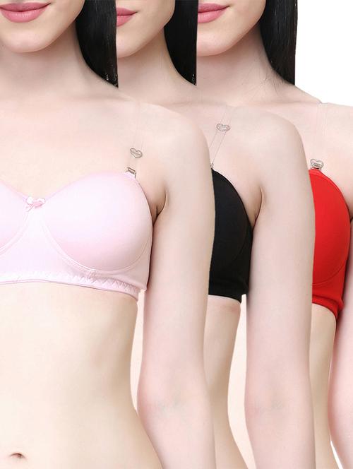 set of 3 lightly padded solid bras - 15312697 - Very Small Image - 1