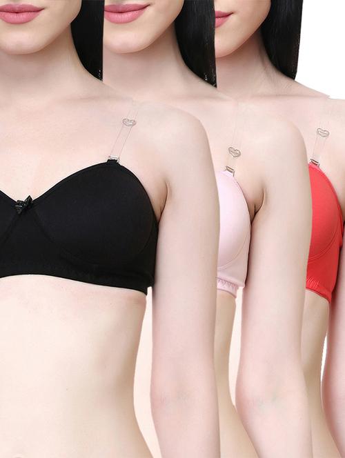 set of 3 lightly padded solid bras - 15312702 - Very Small Image - 1