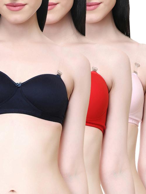 set of 3 lightly padded solid bras - 15312705 - Very Small Image - 1