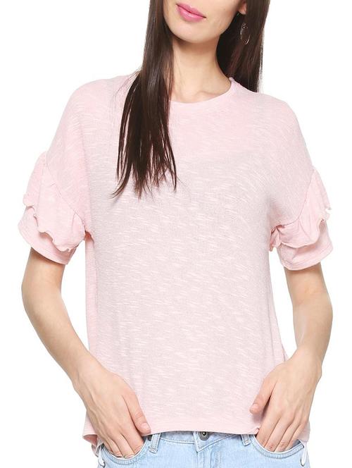 textured ruffle sleeve top - 15314029 - Very Small Image - 1