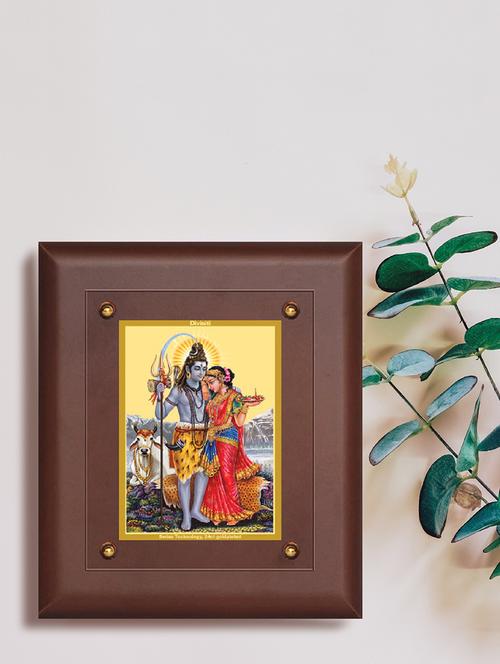 mdf wall hanging frame gold plated normal foil shiv parwati - 15314731 - Very Small Image - 1