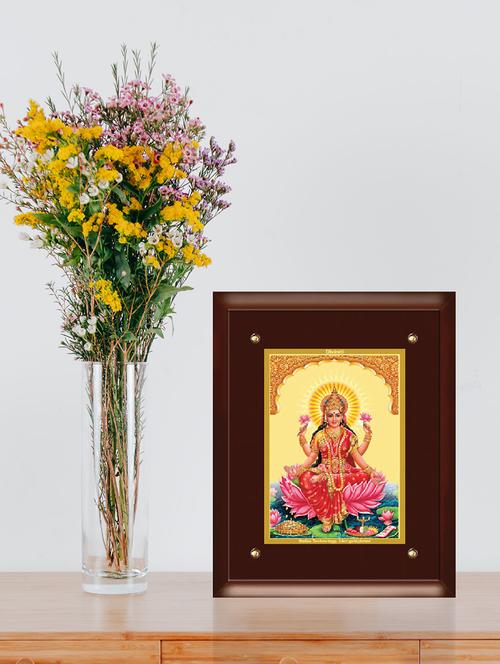 mdf wall hanging frame gold plated normal foil lakshmi sitting on lotus - 15314757 - Very Small Image - 1