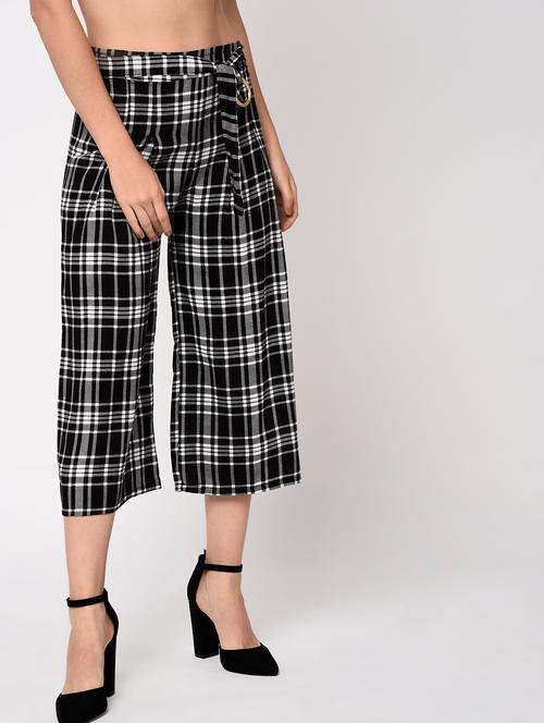high waist checkered culottes - 15314924 - Very Small Image - 1