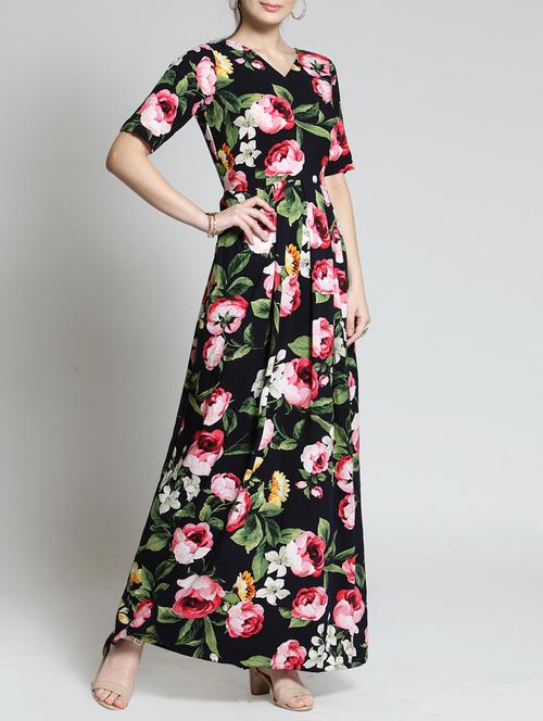 pleated floral maxi dress - 15315495 - Very Small Image - 1