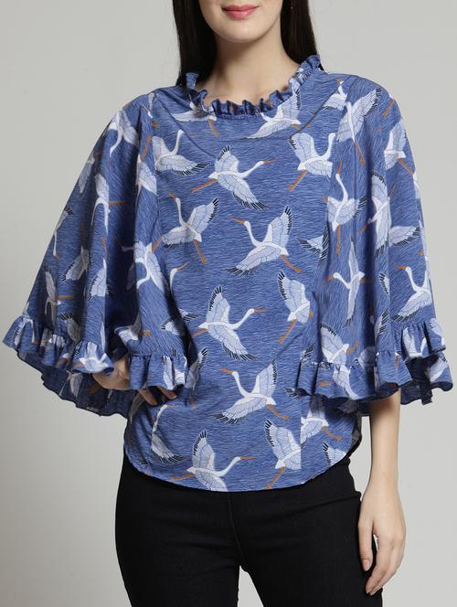 cape sleeved frill trim top - 15315562 - Very Small Image - 1
