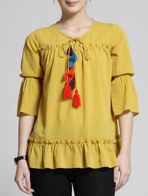 tie-up neck frill trim top - 15315571 - Very Small Image - 1