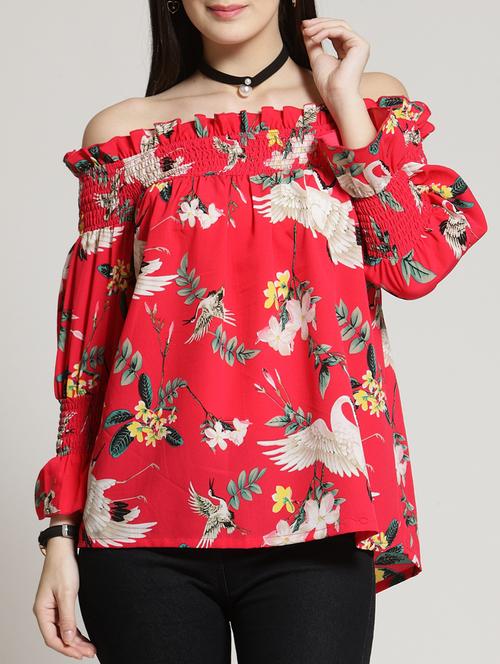 off shoulder printed top - 15315575 - Very Small Image - 1