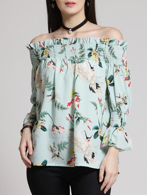off shoulder printed top - 15315576 - Very Small Image - 1