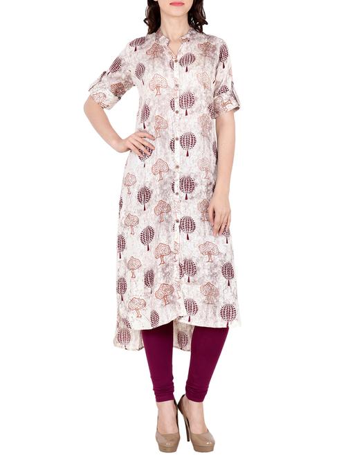 high low printed kurta - 15315821 - Very Small Image - 1