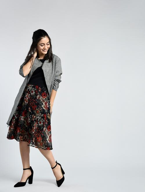 floral a-line cami neck dress - 15316369 - Very Small Image - 1