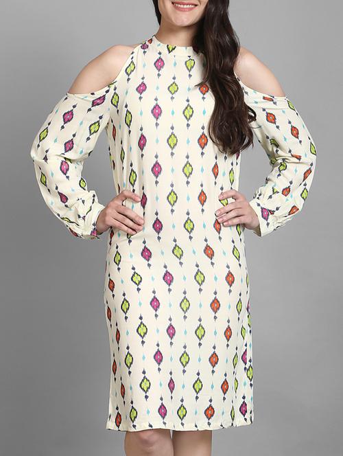 ikat print cold shoulder shift dress - 15316742 - Very Small Image - 1