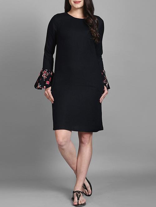 floral panel sleeve detail shift dress - 15316745 - Very Small Image - 1