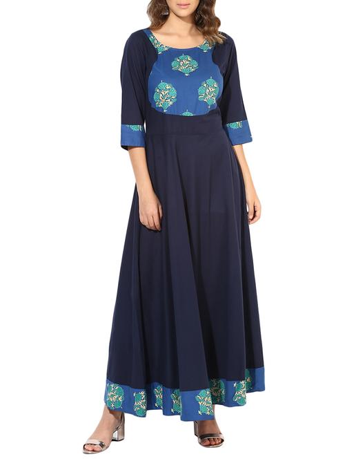 twilight navy a-line kurta - 15317006 - Very Small Image - 1