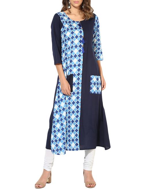geometric a-line kurta - 15317009 - Very Small Image - 1